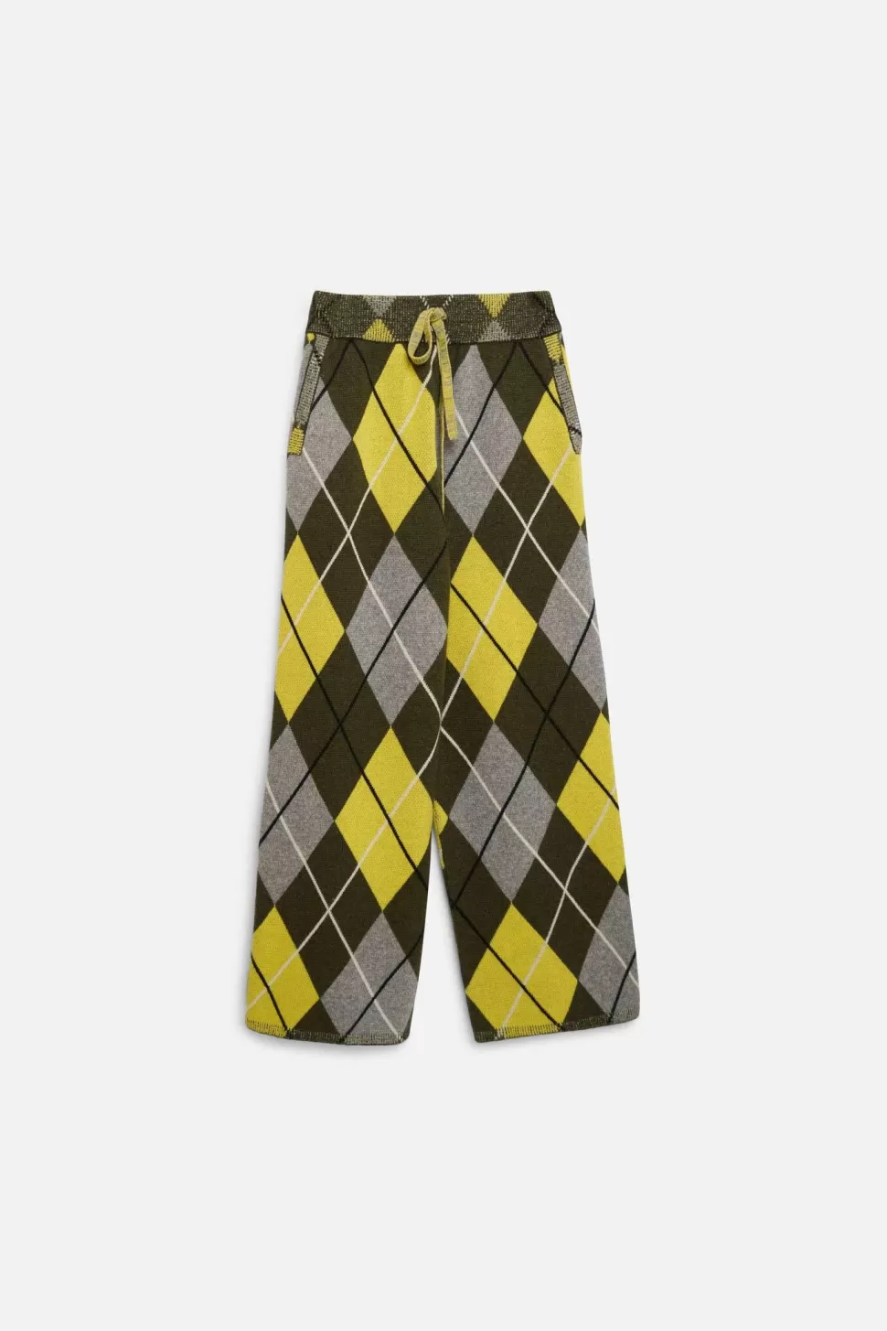 The Elder Statesman Argyle Lounge Pant Olive&Yellow Fashion