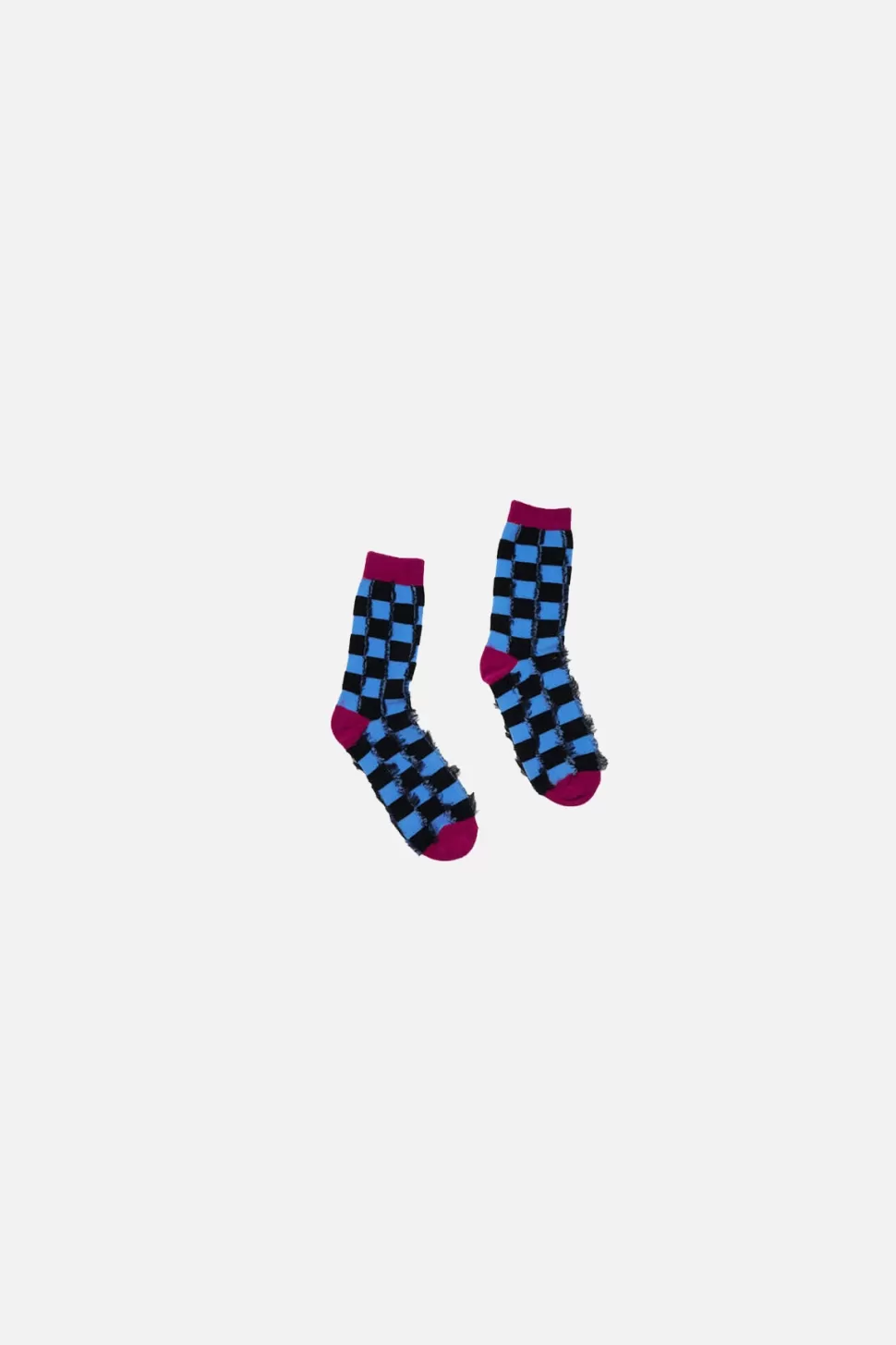 The Elder Statesman Bolt Check Socks Blue&Black Shop