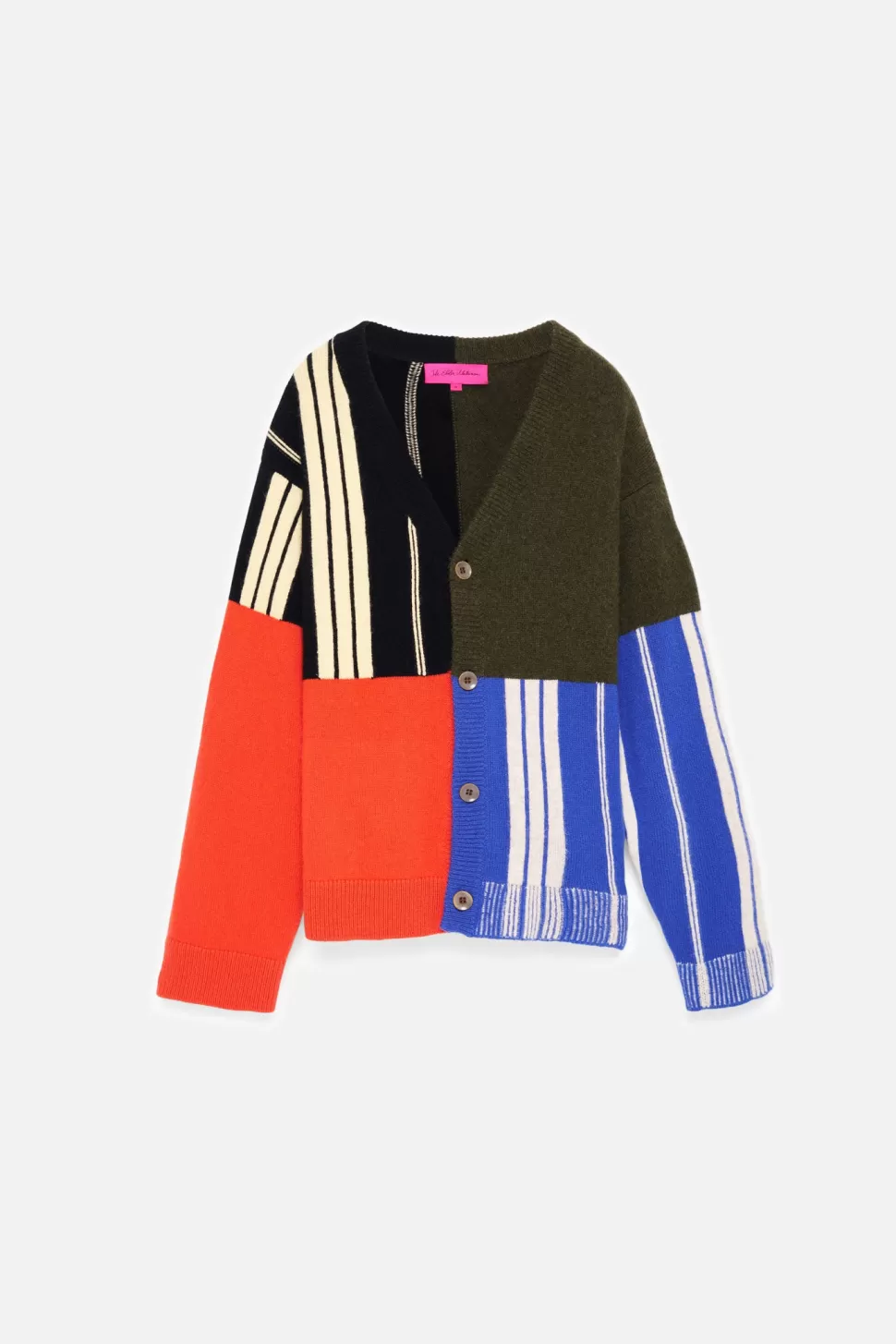 The Elder Statesman Border Stripe Cardigan OliveBorderStripe Best Sale