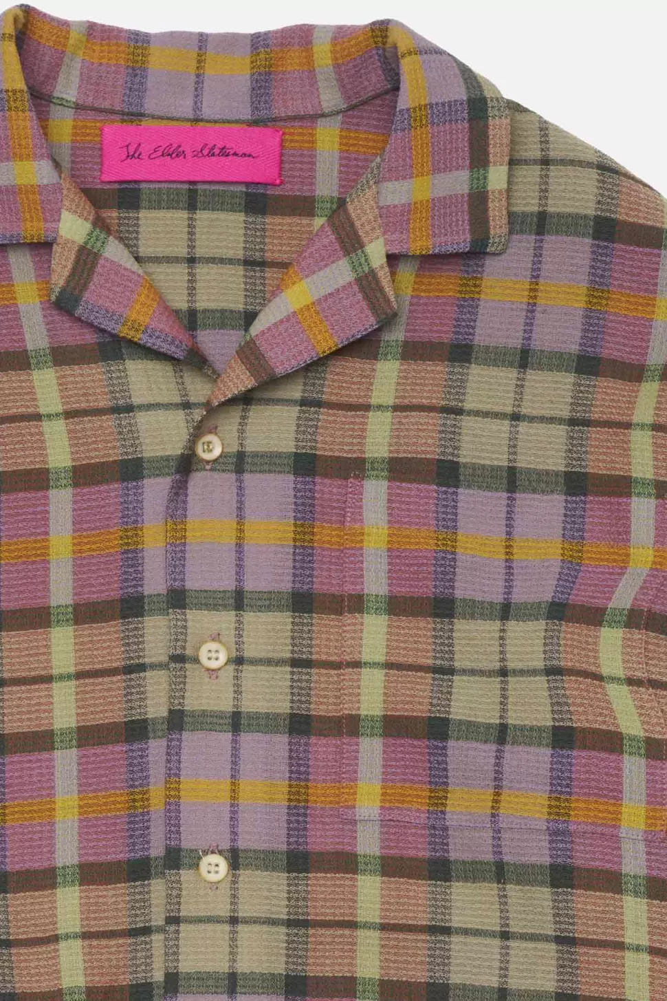 The Elder Statesman Burnout Plaid Camp Shirt LS BurnoutPlaid Flash Sale