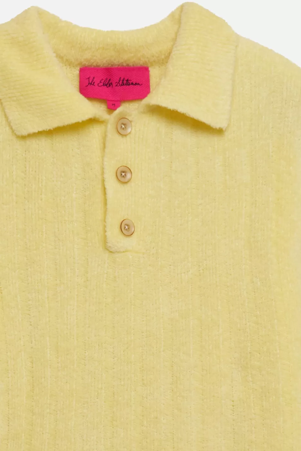 The Elder Statesman Chenille Short-Sleeved Rib Polo Butter Discount