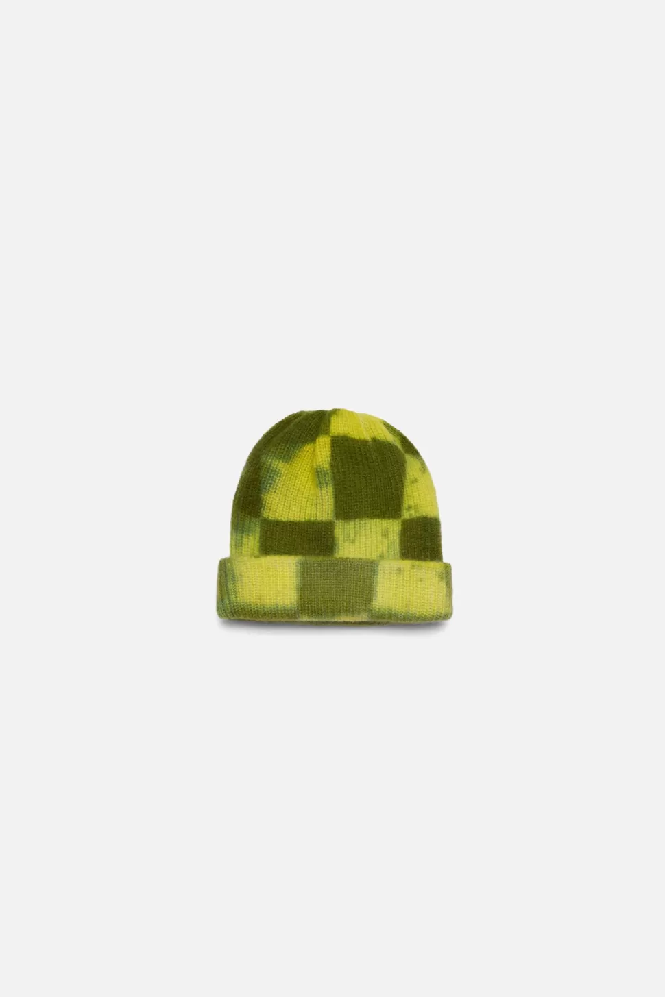 The Elder Statesman Chess Beanie Olive&Butter New