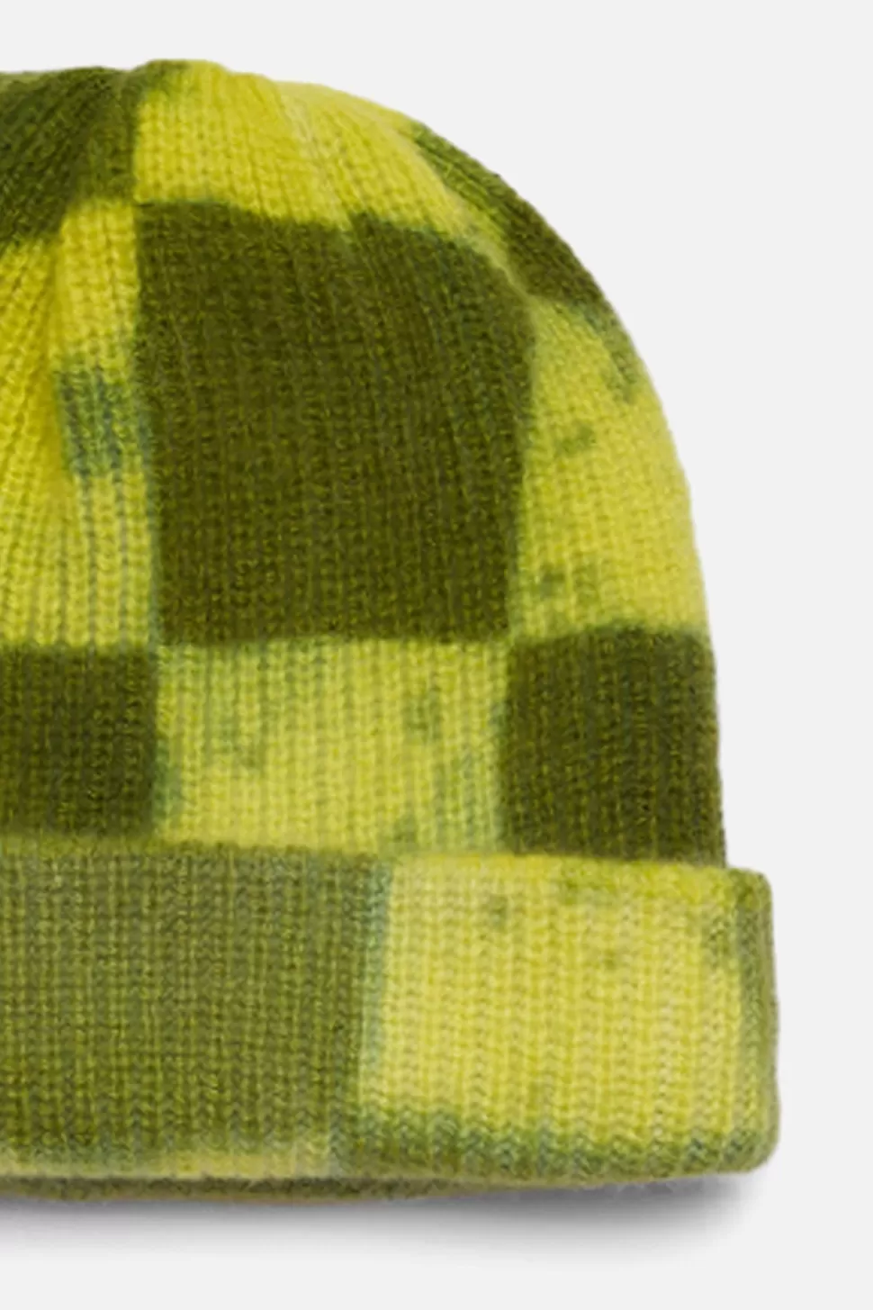 The Elder Statesman Chess Beanie Olive&Butter New