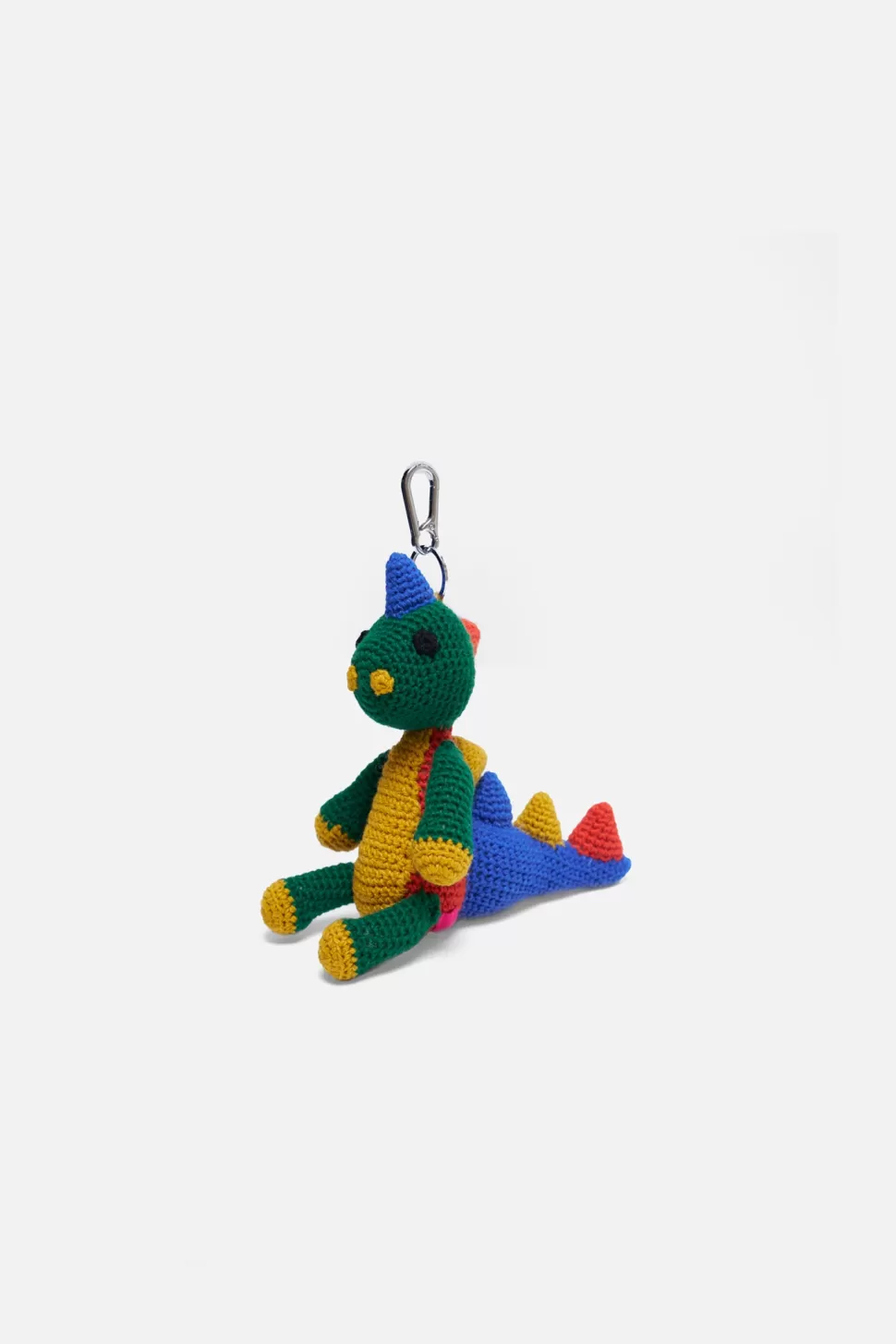 The Elder Statesman Crochet Dinosaur Keychain Charm DarkGreen&Yellow Fashion