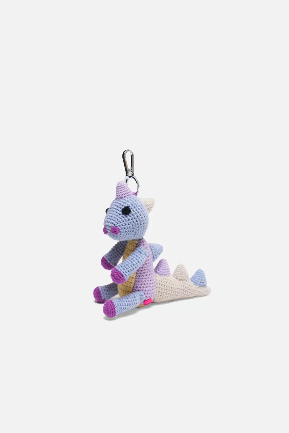 The Elder Statesman Crochet Dinosaur Keychain Charm Fuchsia&BabyBlue Flash Sale