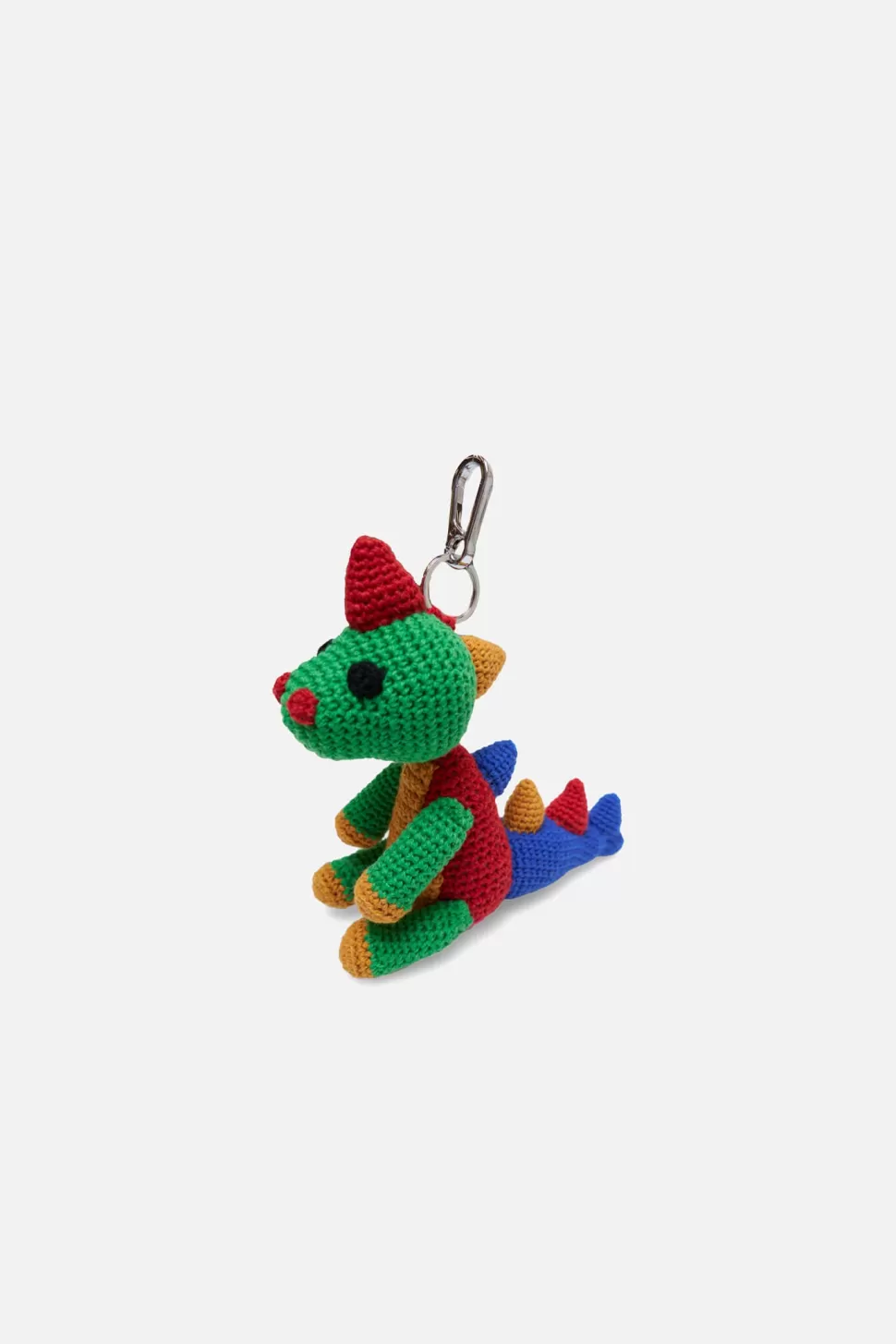 The Elder Statesman Crochet Dinosaur Keychain Charm Green&Red Best