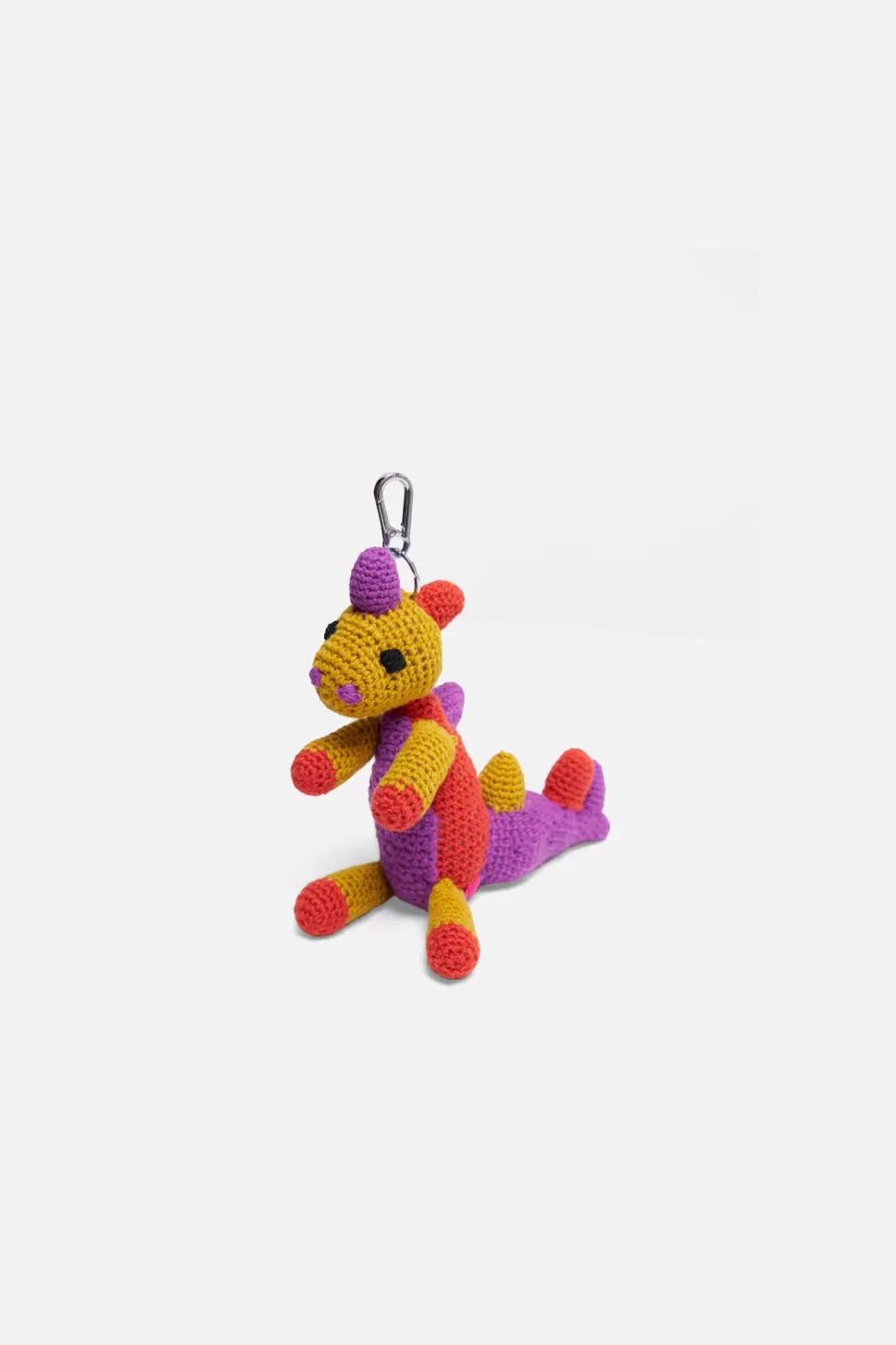 The Elder Statesman Crochet Dinosaur Keychain Charm Mustard&Red Best