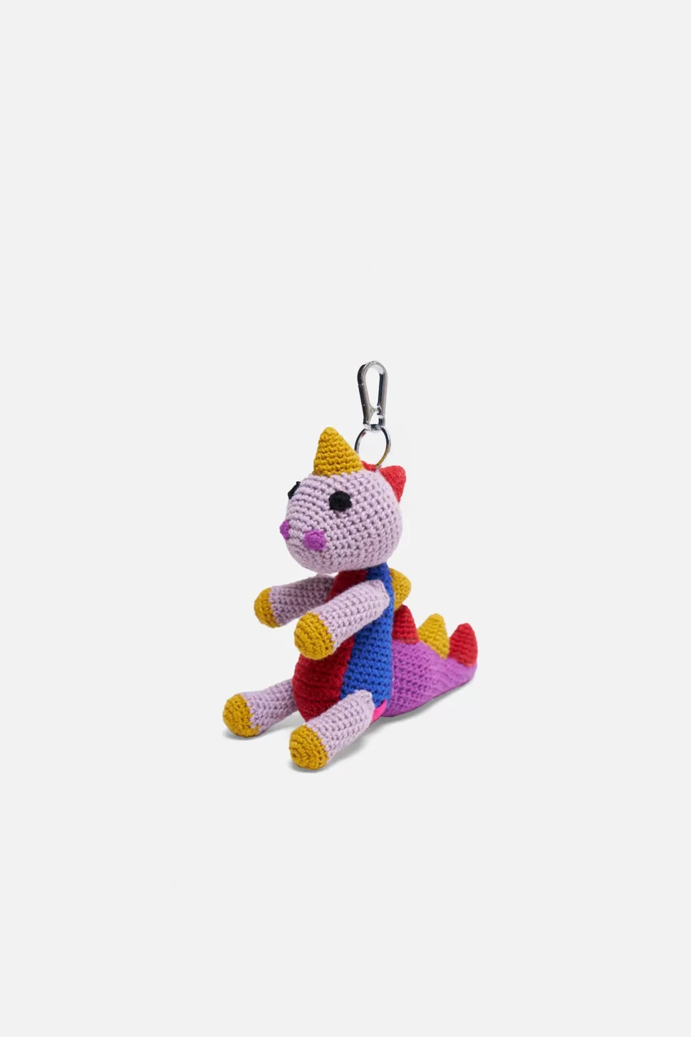 The Elder Statesman Crochet Dinosaur Keychain Charm Red&Lavendar Cheap