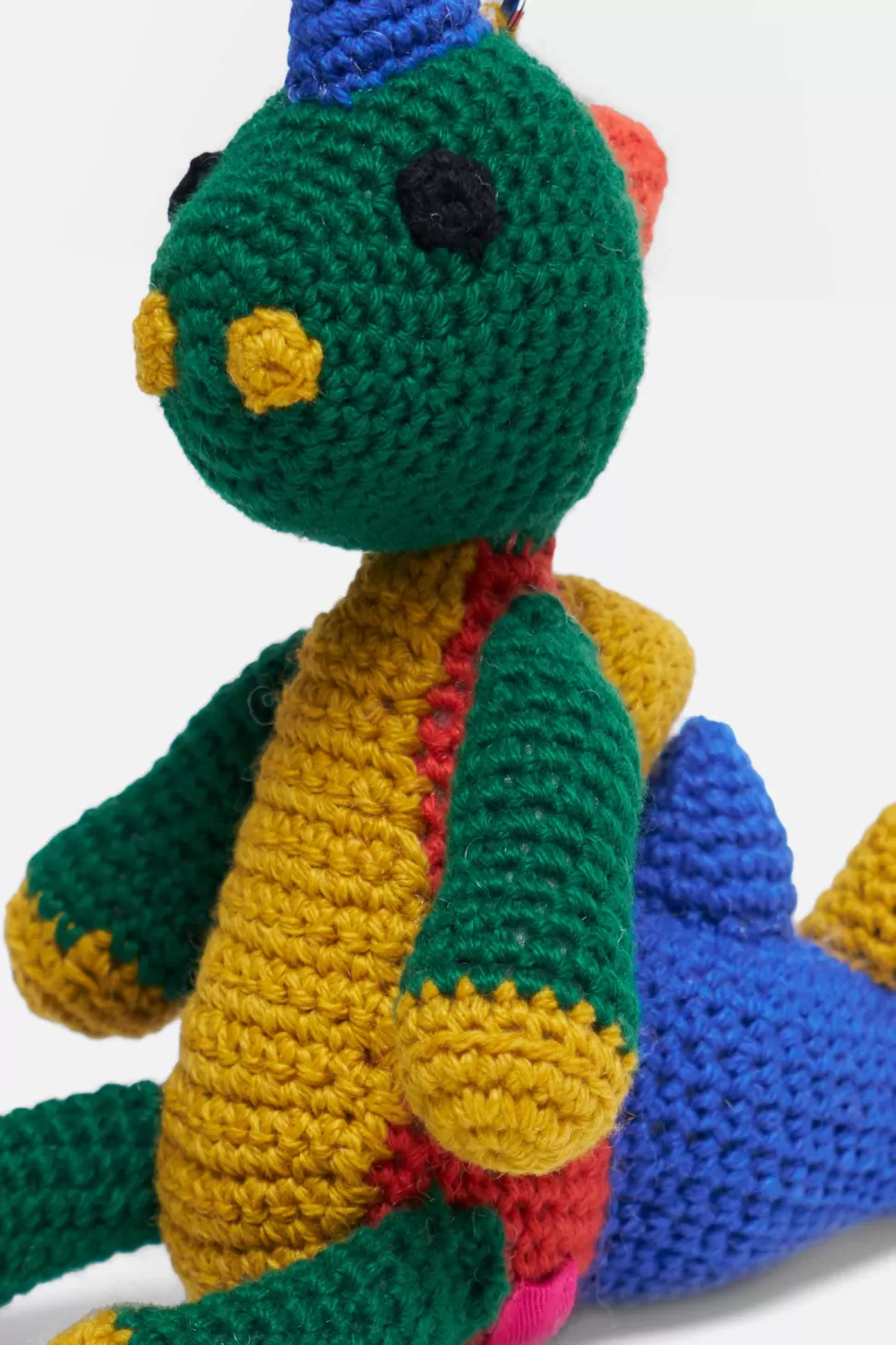 The Elder Statesman Crochet Dinosaur Keychain Charm DarkGreen&Yellow Fashion