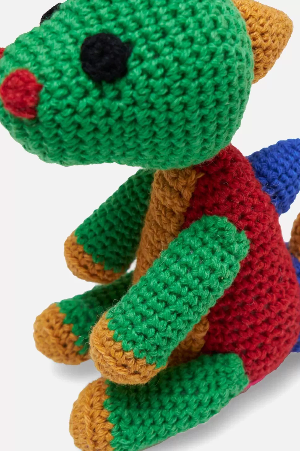 The Elder Statesman Crochet Dinosaur Keychain Charm Green&Red Best