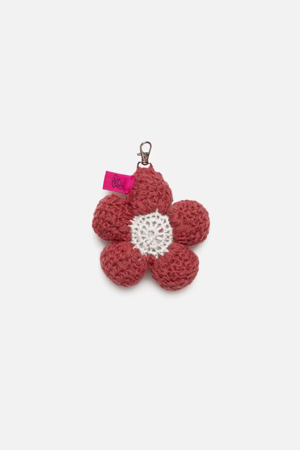 The Elder Statesman Crochet Flower Bud Keychain Charm Rosehip&Cream Discount