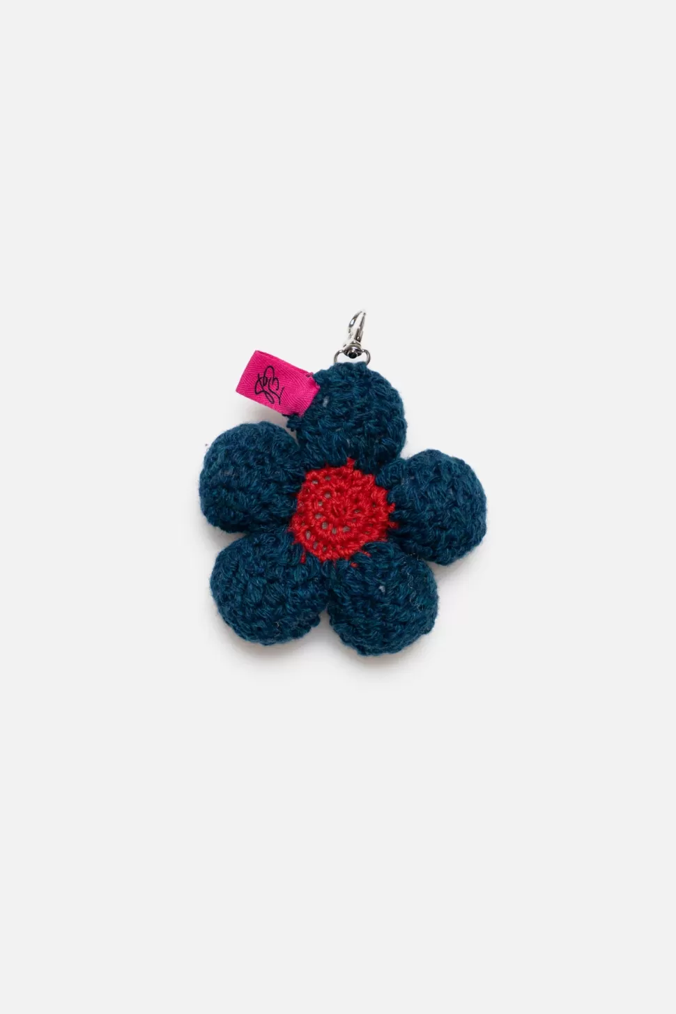 The Elder Statesman Crochet Flower Bud Keychain Charm Peacock&BrightRed Sale