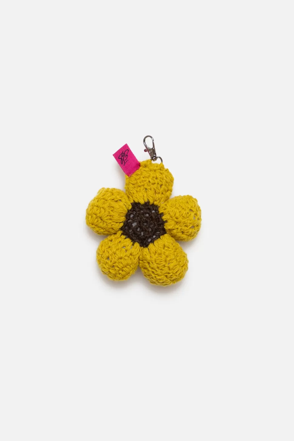 The Elder Statesman Crochet Flower Bud Keychain Charm Yellow&Brown Hot