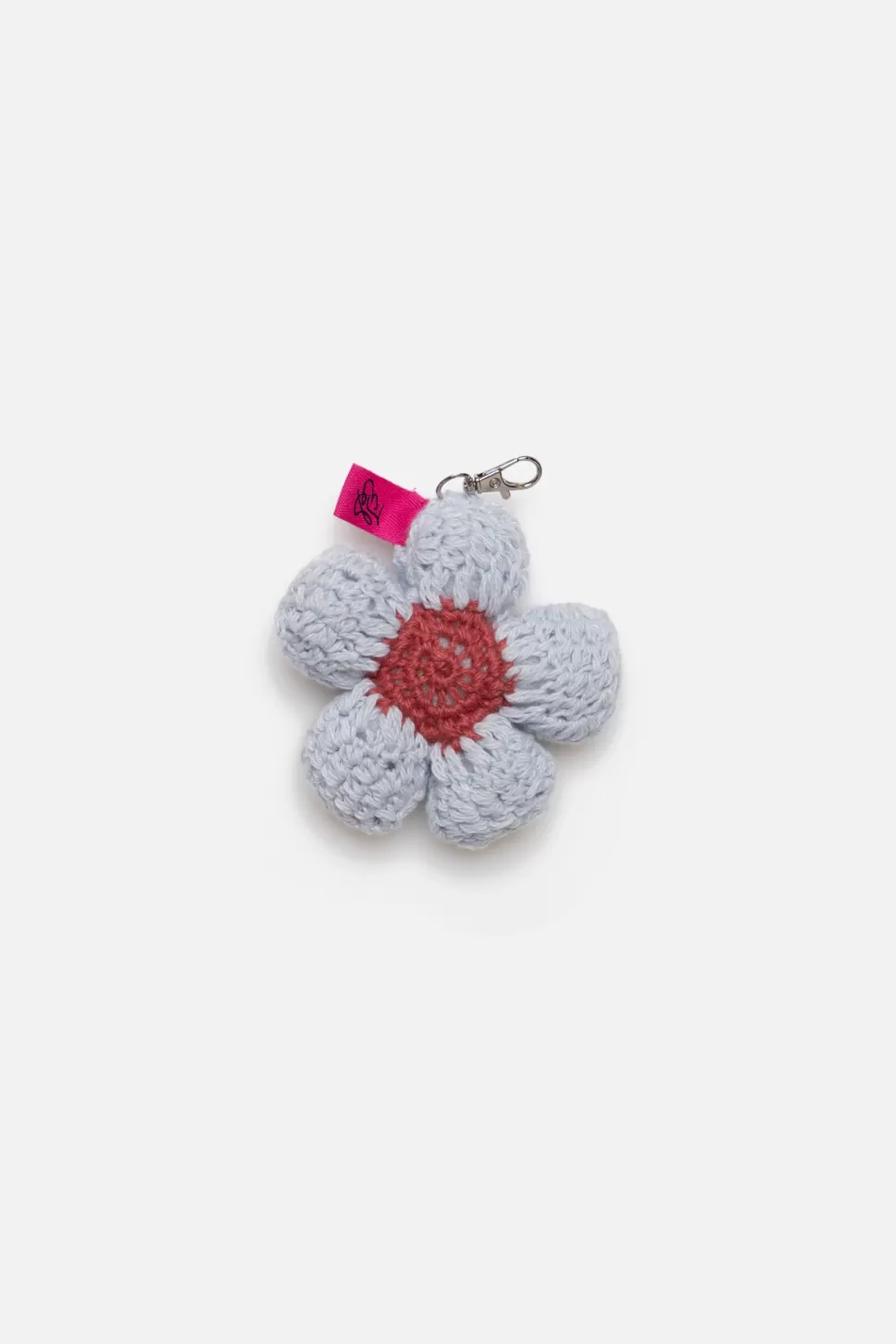 The Elder Statesman Crochet Flower Bud Keychain Charm BabyBlue&Reb Cheap