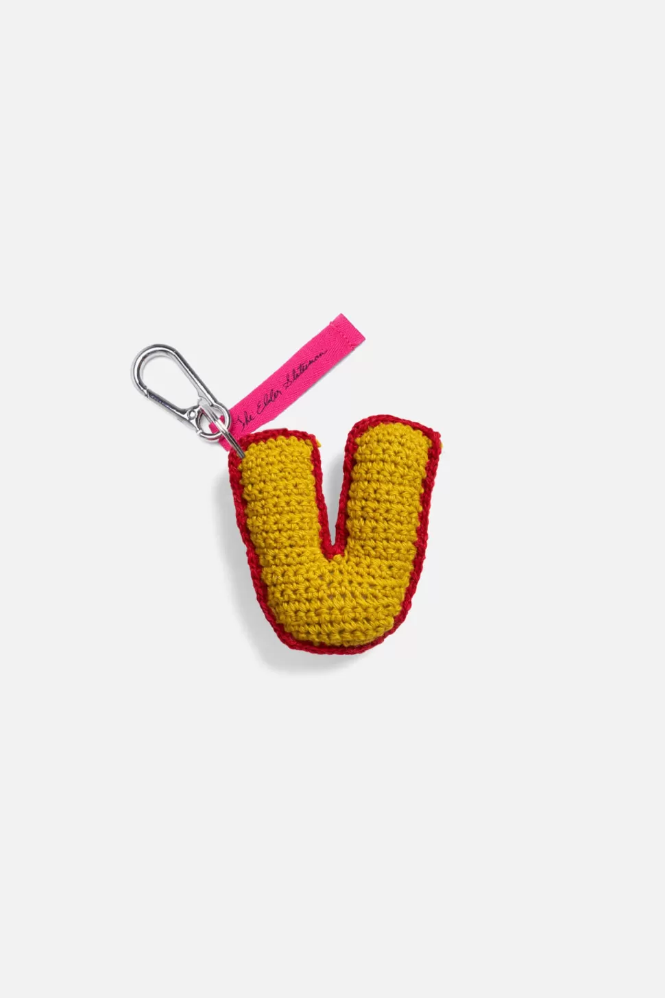 The Elder Statesman Crochet Letter Keychain Charm V Store