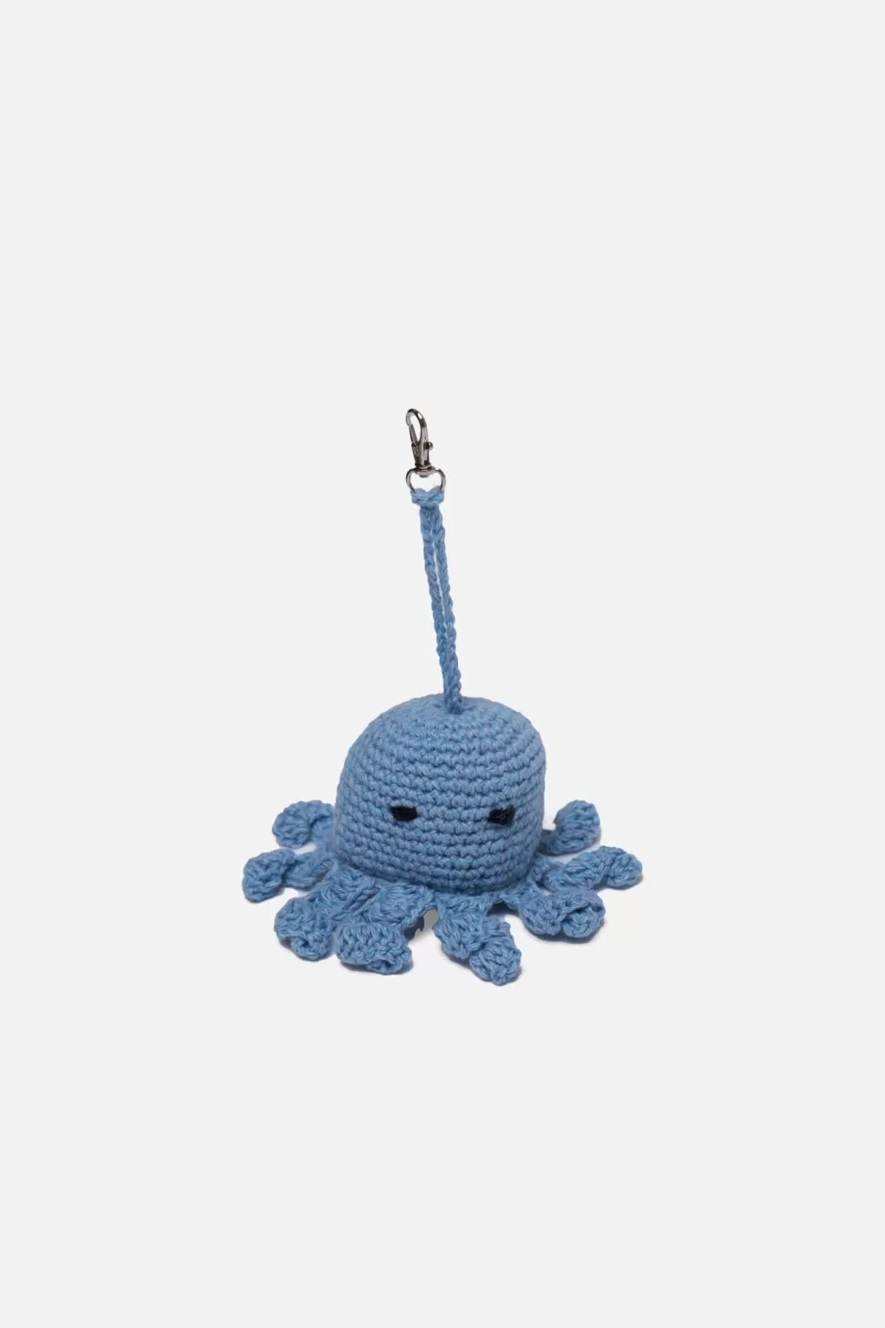 The Elder Statesman Crochet Octopus Keychain Charm Blue Clearance