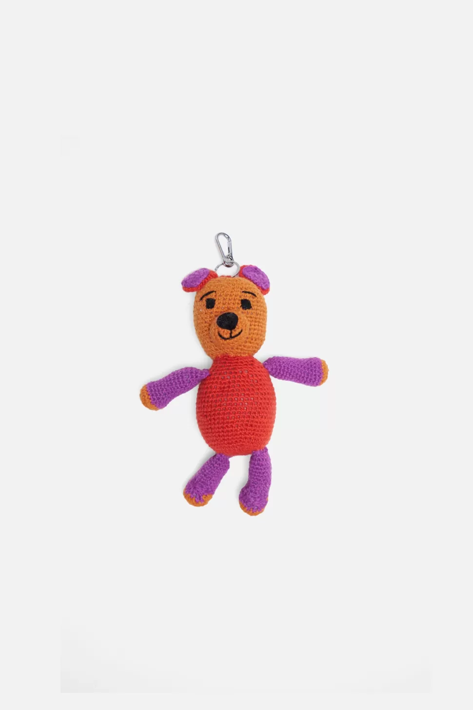 The Elder Statesman Crochet Teddy Bear Keychain Charm BrightRed&Orange Shop