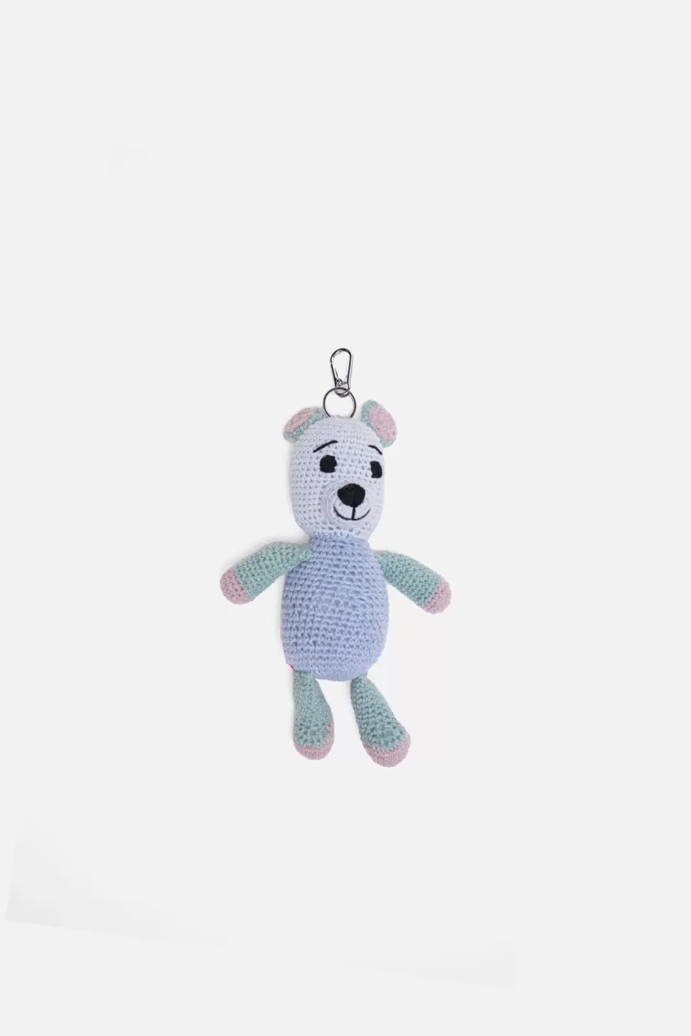 The Elder Statesman Crochet Teddy Bear Keychain Charm BlueIce&PowderPink Online