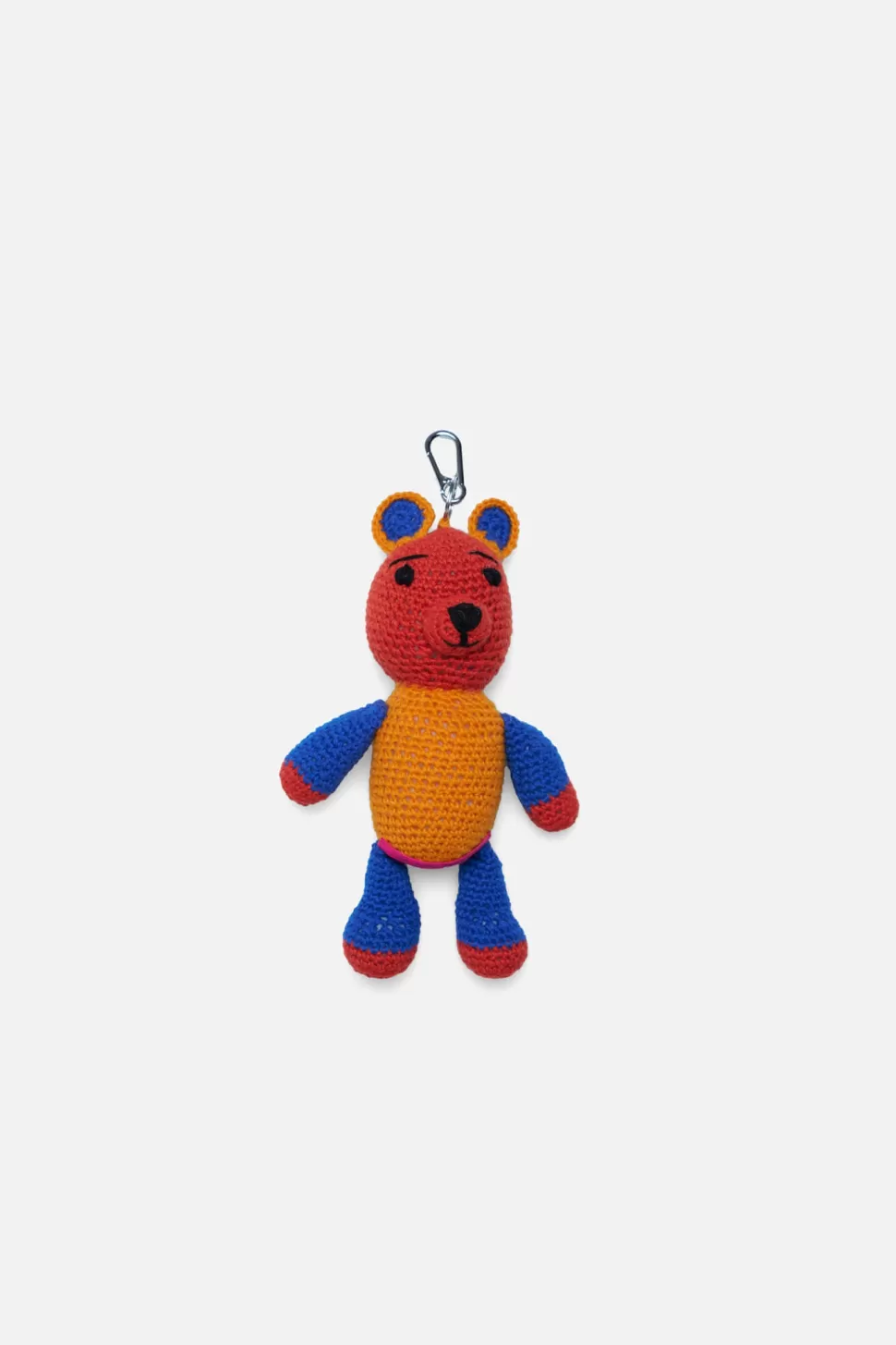 The Elder Statesman Crochet Teddy Bear Keychain Charm Red&Blue Discount