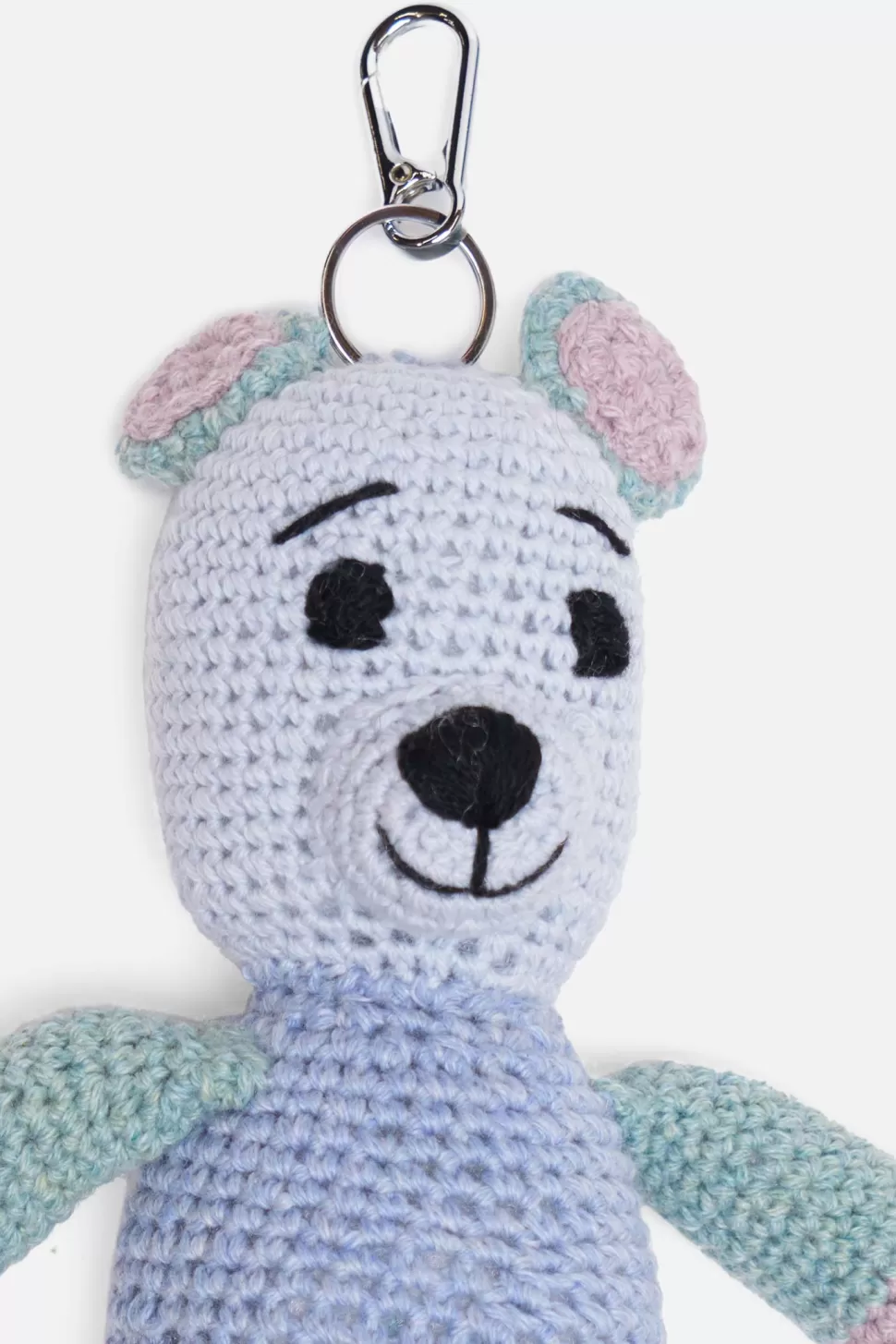 The Elder Statesman Crochet Teddy Bear Keychain Charm BlueIce&PowderPink Online