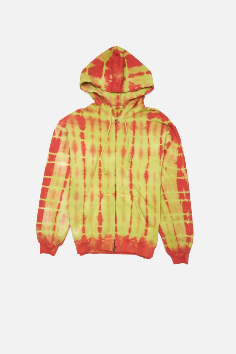 The Elder Statesman Daily Zuzu Dye Zip Hoodie Wasabi&FieryCoral New