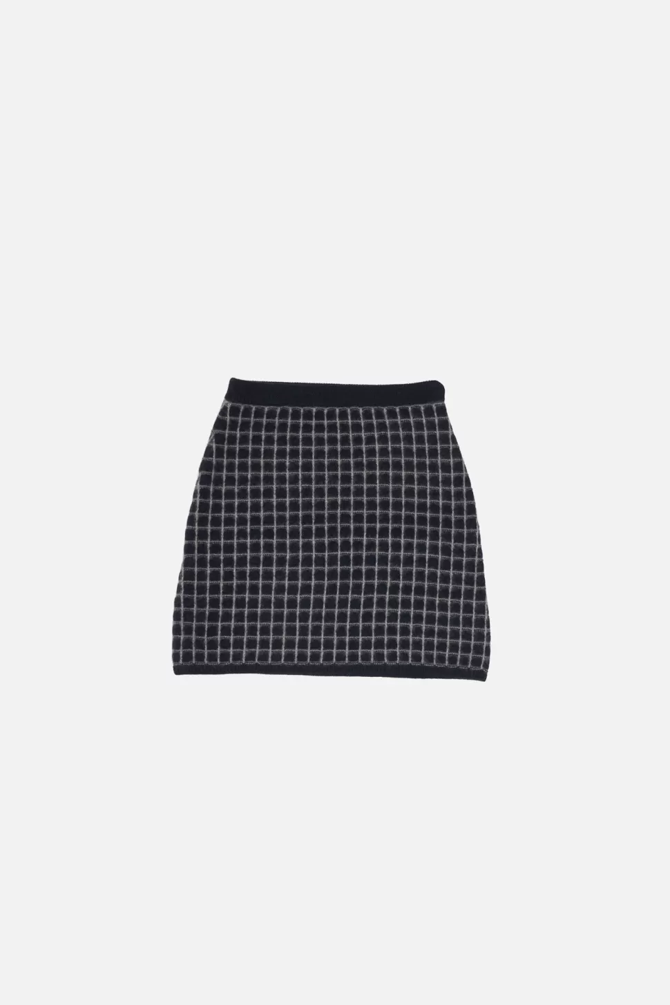 The Elder Statesman Grid Stitch Skirt White&Blue-Black Cheap