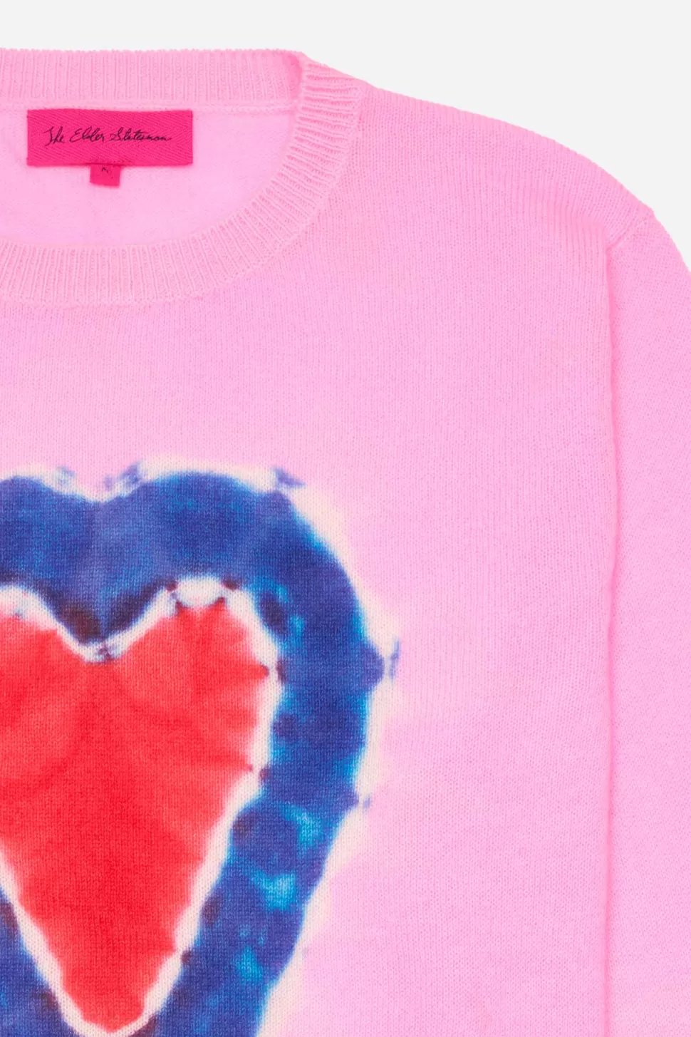 The Elder Statesman Heart Dye Women's Crew Pink&SeaBlue Online