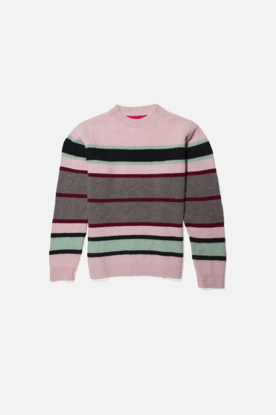 The Elder Statesman Jitney Stripe Women's Crew BabyPink&GreyStripe Outlet