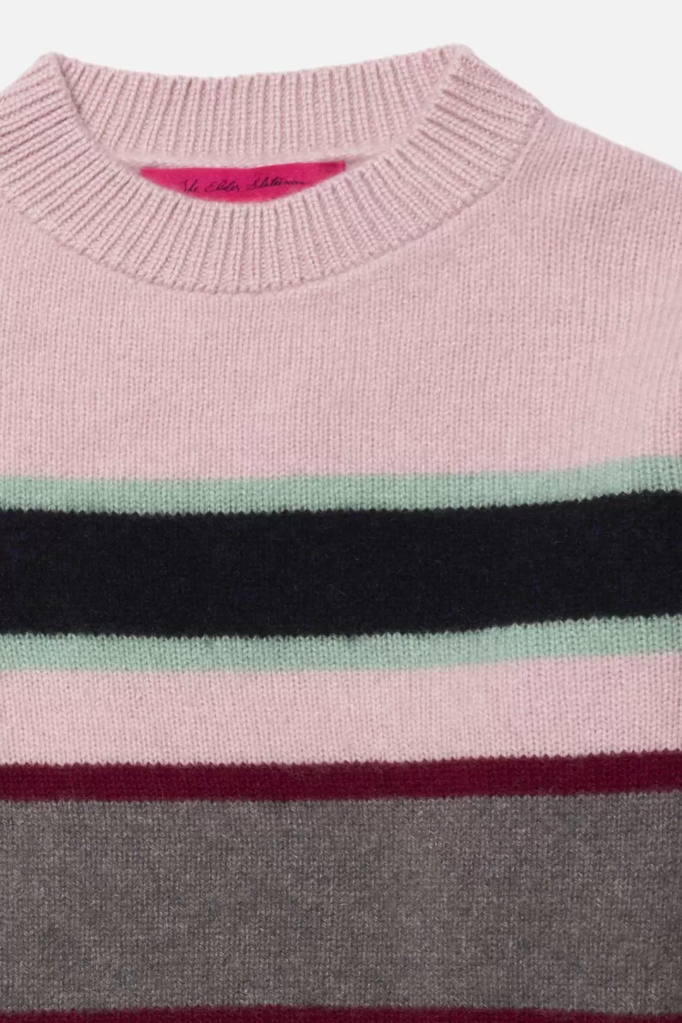 The Elder Statesman Jitney Stripe Women's Crew BabyPink&GreyStripe Outlet