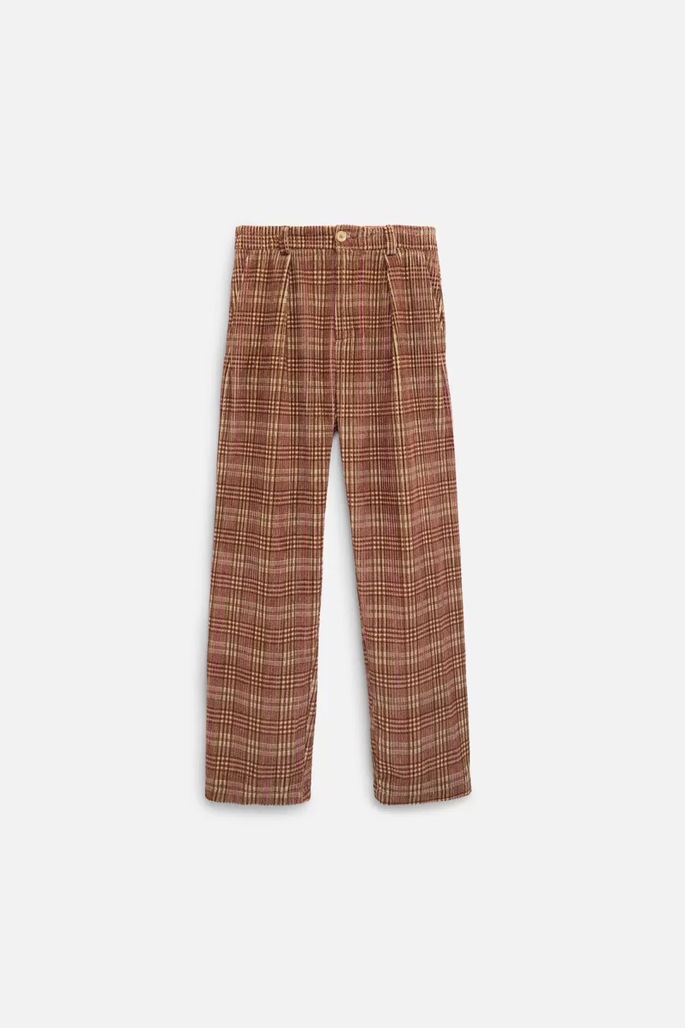 The Elder Statesman Jocky Plaid Cord Pant BrownMulti Store