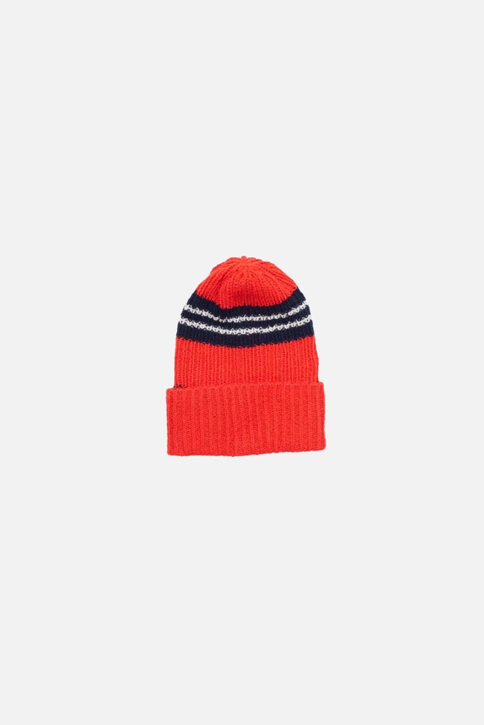 The Elder Statesman Nora Rollie Stripe Beanie NeonRed/Black/Natural Online