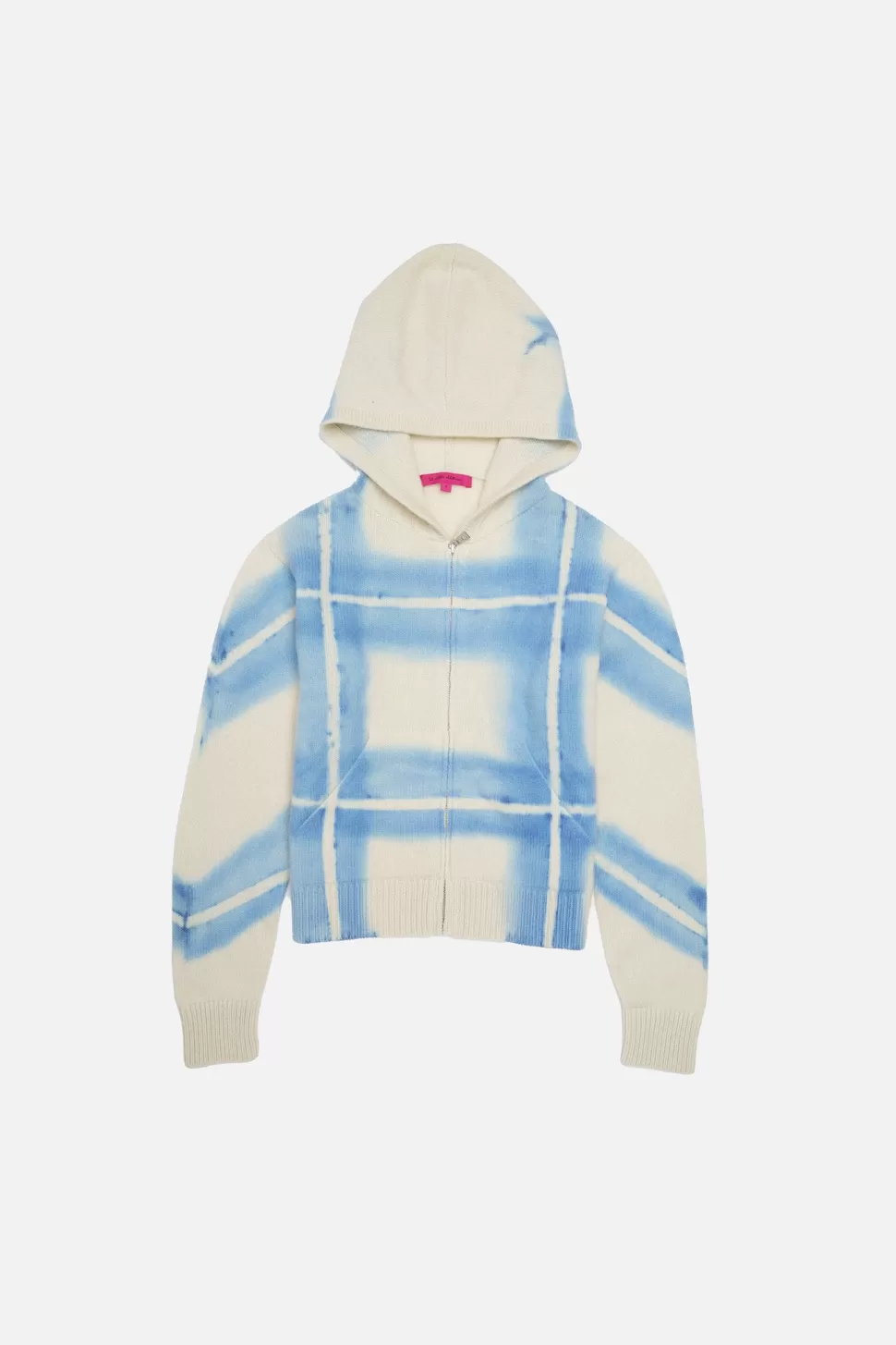 The Elder Statesman Plaid Dye Women's Zip Hoodie Ivory&CryptoBlue Shop