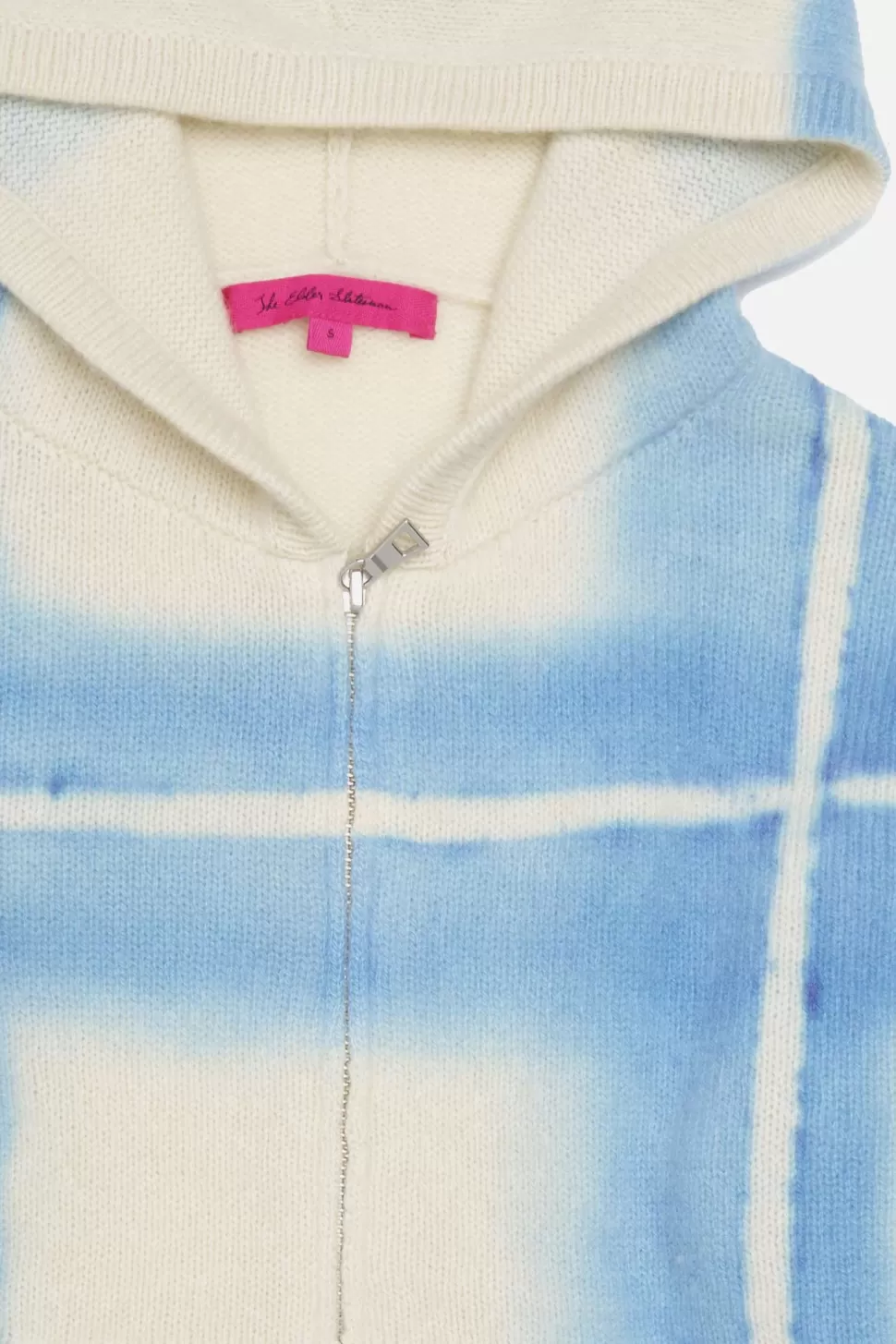 The Elder Statesman Plaid Dye Women's Zip Hoodie Ivory&CryptoBlue Shop