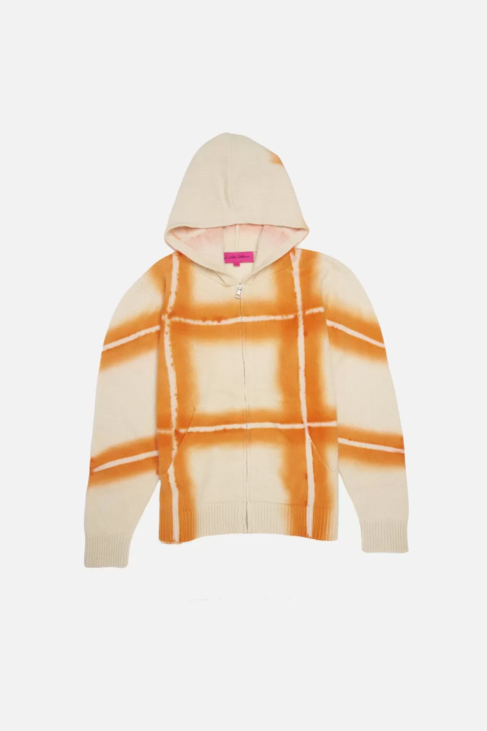 The Elder Statesman Plaid Dye Zip Hoodie Ivory&Orange Best Sale