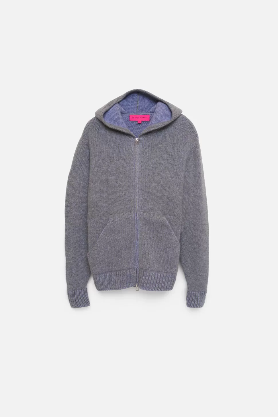 The Elder Statesman Plaited Zip Hoodie LightGrey&Anemone New