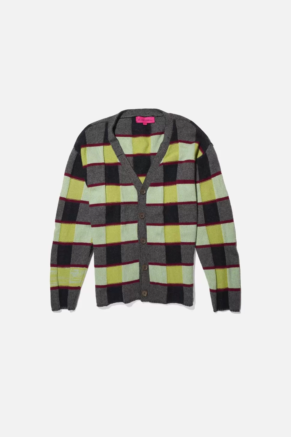 The Elder Statesman Promotion Plaid Cardigan Blue-Black&AcidGreenPlaid Cheap