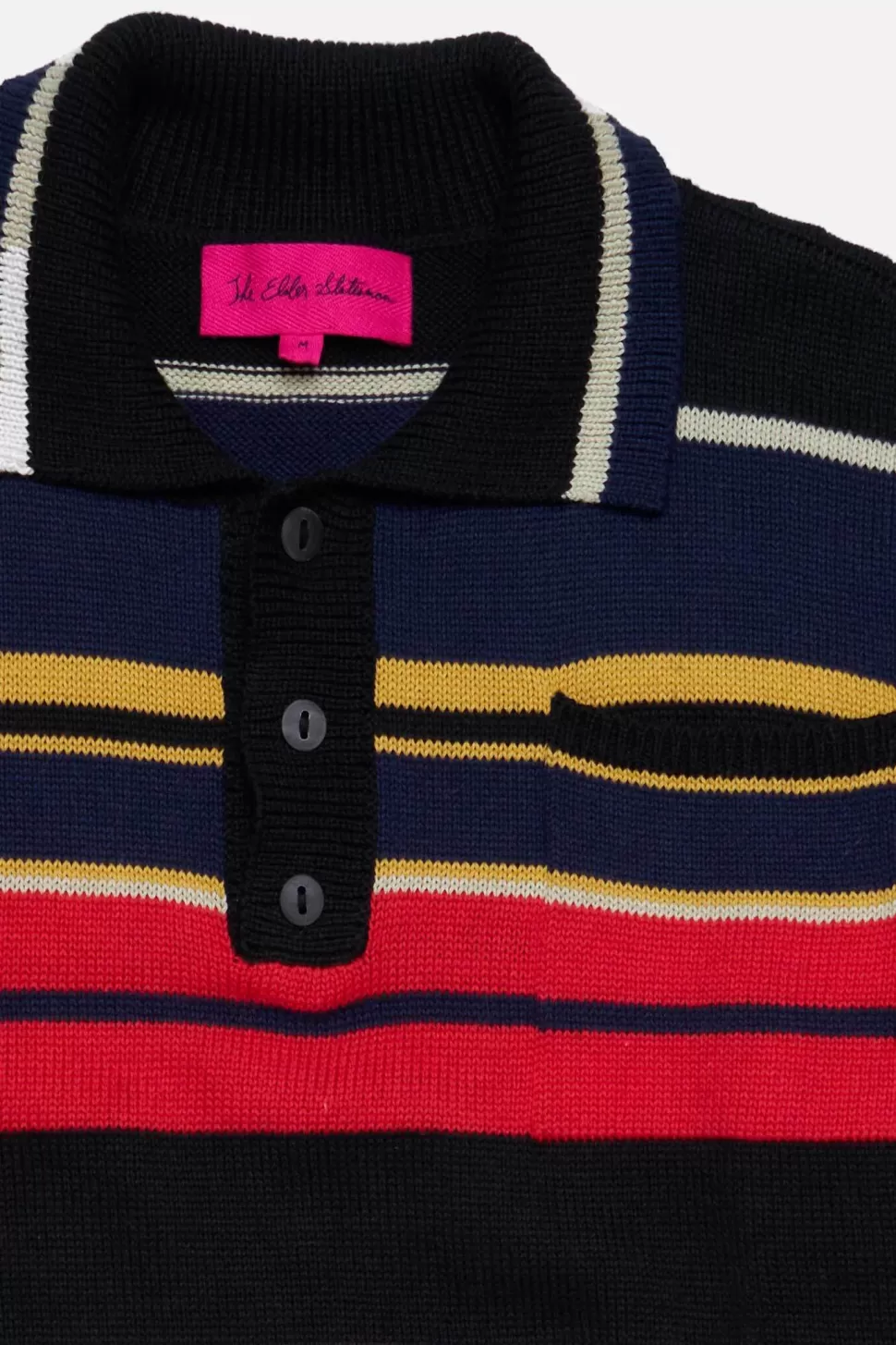 The Elder Statesman Rad Stripe Scally Polo Black&NeonRedStripe Best