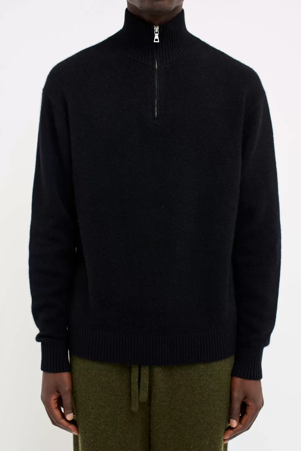 The Elder Statesman Relaxed Half Zip Black Fashion