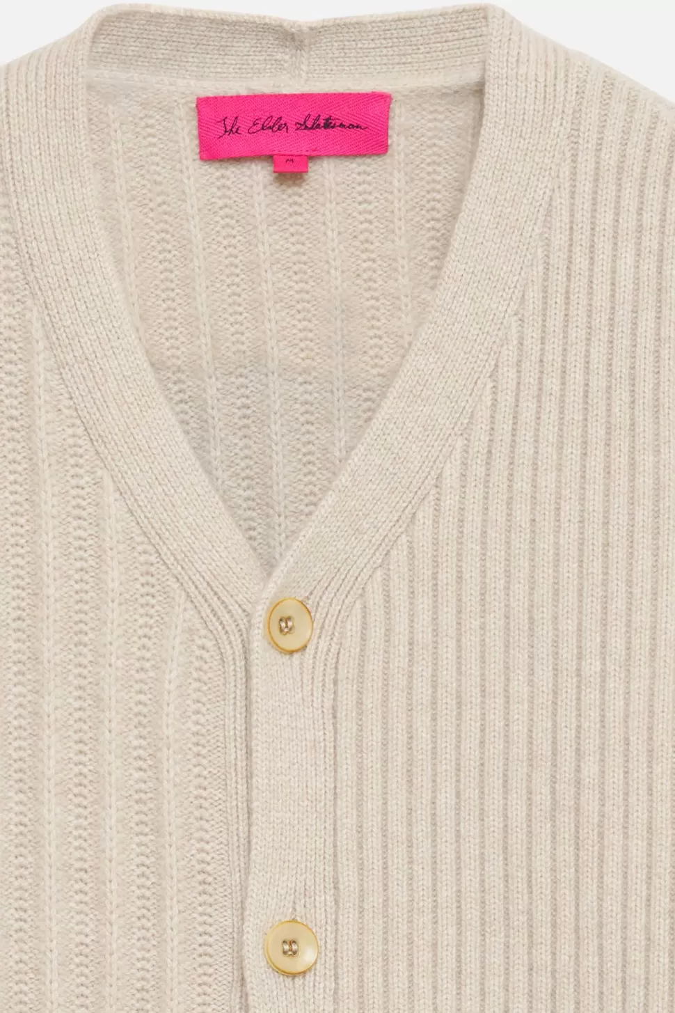 The Elder Statesman Ribbed Cigar Cardigan White New