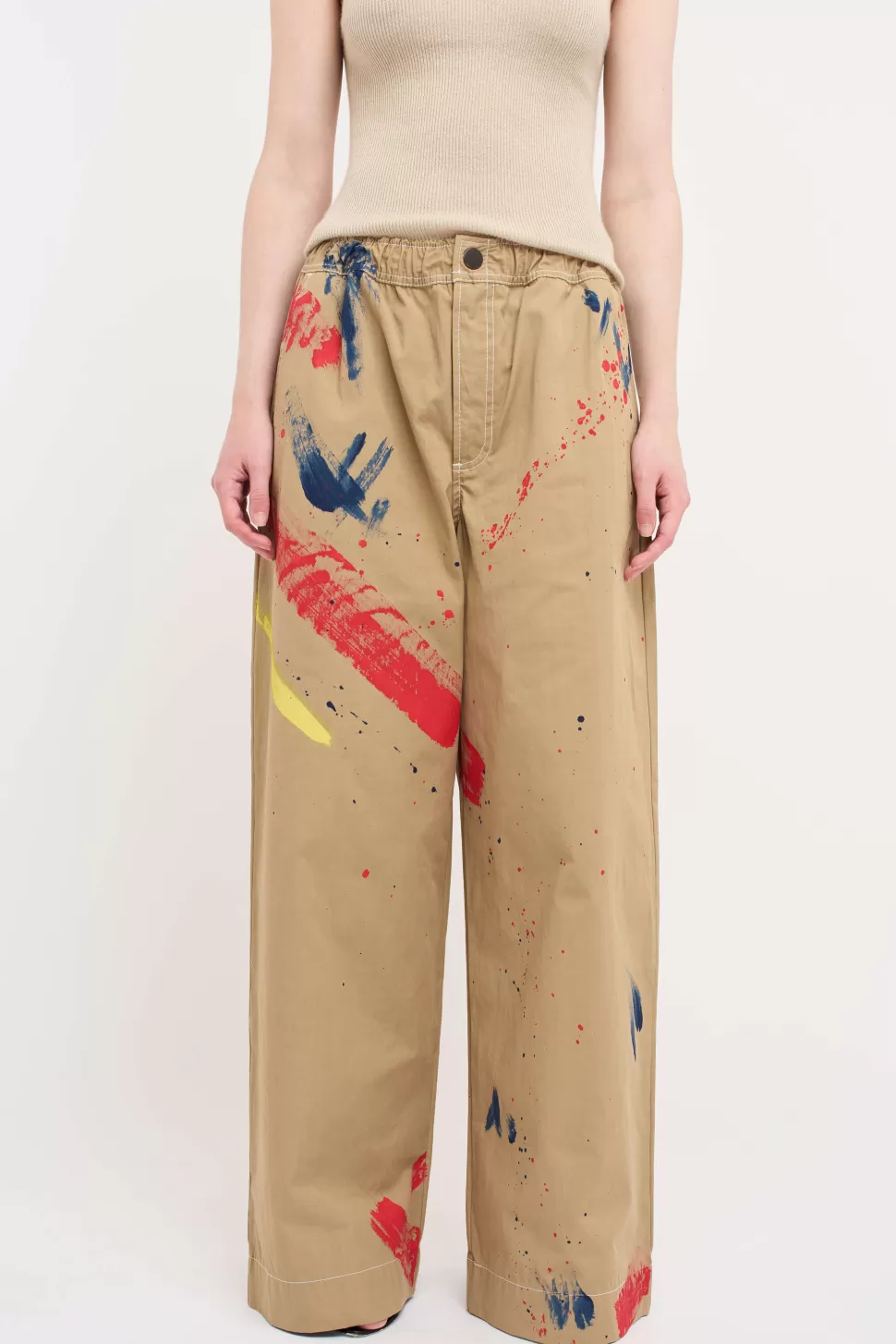 The Elder Statesman Silvano Painted Women's Pant Khakiw/Multi Best