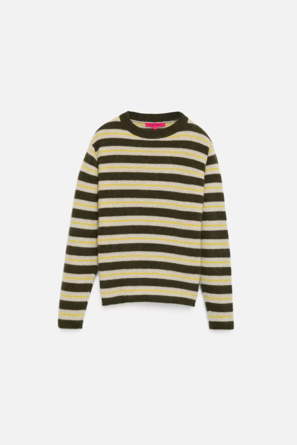 The Elder Statesman Sinful Stripe Crew Olive&Yellow Best