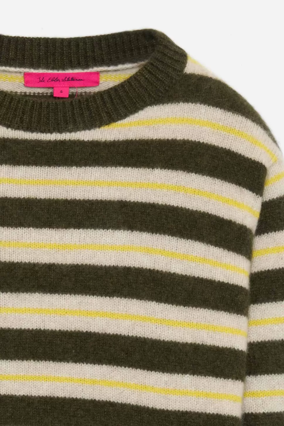 The Elder Statesman Sinful Stripe Crew Olive&Yellow Best