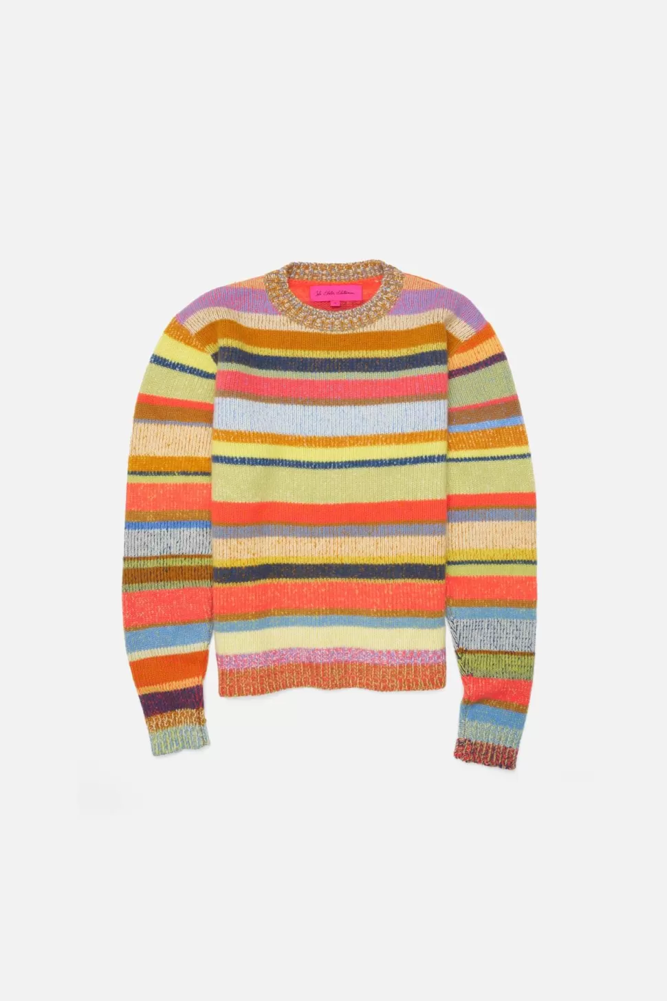 The Elder Statesman Stripe Super Soft Crew NeonRed&WasabiStripe Fashion