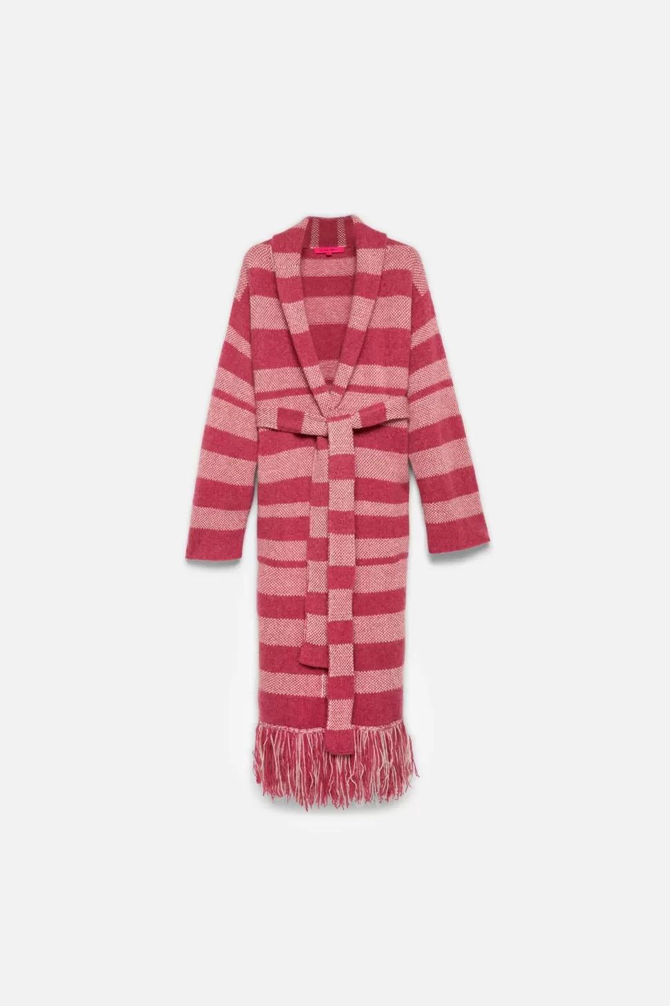 The Elder Statesman Subway Stripe Women's Fringe Robe Mulberry&White Cheap