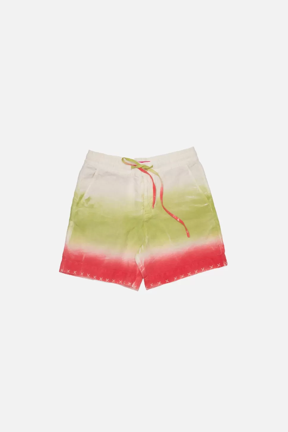 The Elder Statesman Sulfur Gradient Crop Short Ivoryw/Wasabi/FieryCoral Hot