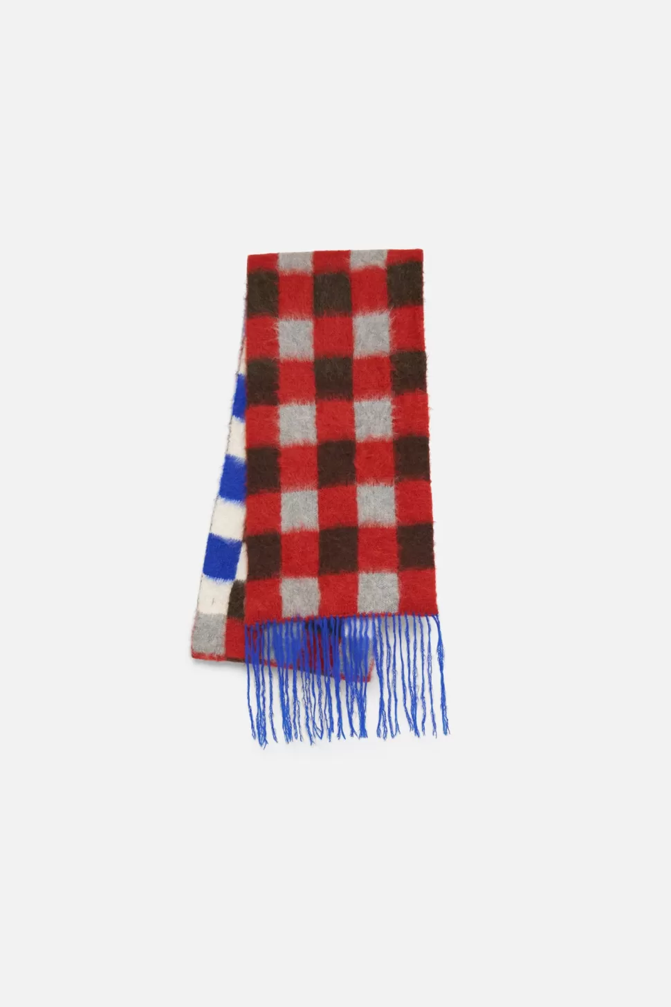 The Elder Statesman Thistle Gingham Scarf Persimmon&Sapphire Cheap