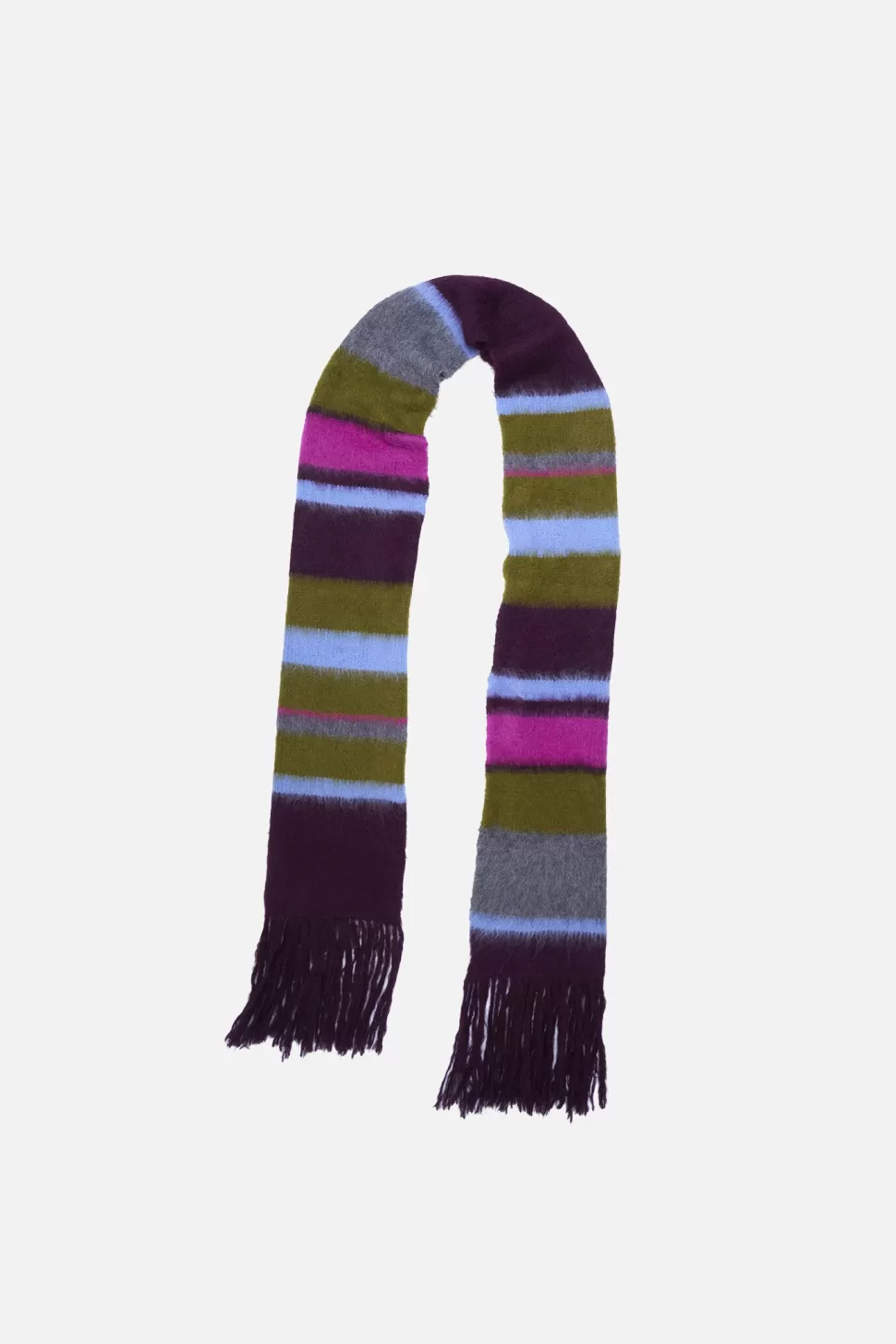 The Elder Statesman Thistle Stripe Giant Scarf Merlot&CryptoBlueStripe Hot