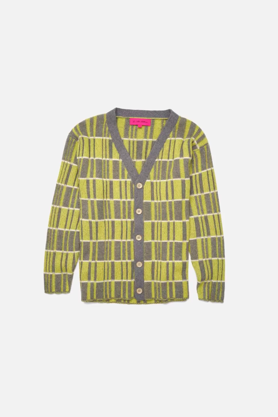 The Elder Statesman Variegated Plaid Cardigan Limon&LightGrey Outlet